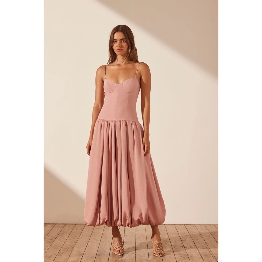 Shona Joy Vento Bustier Bubble Midi Dress – Rose Dawn